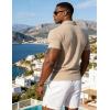 image:imageUOUA Mens Casual Polo Shirt Summer Short SleeveTShirt Vacation Textured Golf Top Beach ClothesKhaki
