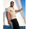 image:imageUOUA Mens Casual Polo Shirt Summer Short SleeveTShirt Vacation Textured Golf Top Beach ClothesKhaki