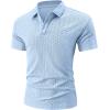 image:imageUOUA Mens Casual Polo Shirt Summer Short SleeveTShirt Vacation Textured Golf Top Beach ClothesLightblue