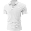 image:imageUOUA Mens Casual Polo Shirt Summer Short SleeveTShirt Vacation Textured Golf Top Beach ClothesWhite