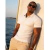 image:imageUOUA Mens Casual Polo Shirt Summer Short SleeveTShirt Vacation Textured Golf Top Beach ClothesWhite