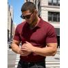 image:imageUOUA Mens Casual Polo Shirt Summer Short SleeveTShirt Vacation Textured Golf Top Beach ClothesWine