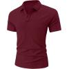 image:imageUOUA Mens Casual Polo Shirt Summer Short SleeveTShirt Vacation Textured Golf Top Beach ClothesWine