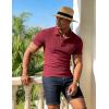 image:imageUOUA Mens Casual Polo Shirt Summer Short SleeveTShirt Vacation Textured Golf Top Beach ClothesWine