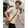 image:imageUOUA Mens Crewneck Sweatshirts Soild Color Geometric Texture T Shirts Short Sleeve Casual Pullover ShirtNew Apricot