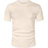 image:imageUOUA Mens Crewneck Sweatshirts Soild Color Geometric Texture T Shirts Short Sleeve Casual Pullover ShirtNew Apricot