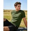 image:imageUOUA Mens Crewneck Sweatshirts Soild Color Geometric Texture T Shirts Short Sleeve Casual Pullover ShirtNew Armygreen