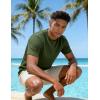 image:imageUOUA Mens Crewneck Sweatshirts Soild Color Geometric Texture T Shirts Short Sleeve Casual Pullover ShirtNew Armygreen