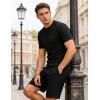 image:imageUOUA Mens Crewneck Sweatshirts Soild Color Geometric Texture T Shirts Short Sleeve Casual Pullover ShirtNew Black