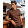 image:imageUOUA Mens Crewneck Sweatshirts Soild Color Geometric Texture T Shirts Short Sleeve Casual Pullover ShirtNew Brown