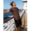 image:imageUOUA Mens Crewneck Sweatshirts Soild Color Geometric Texture T Shirts Short Sleeve Casual Pullover ShirtNew Brown