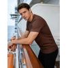 image:imageUOUA Mens Crewneck Sweatshirts Soild Color Geometric Texture T Shirts Short Sleeve Casual Pullover ShirtNew Brown