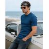 image:imageUOUA Mens Crewneck Sweatshirts Soild Color Geometric Texture T Shirts Short Sleeve Casual Pullover ShirtNew Denimblue
