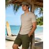 image:imageUOUA Mens Crewneck Sweatshirts Soild Color Geometric Texture T Shirts Short Sleeve Casual Pullover ShirtNew Khaki