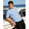 image:imageUOUA Mens Crewneck Sweatshirts Soild Color Geometric Texture T Shirts Short Sleeve Casual Pullover ShirtNew Lightblue