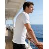 image:imageUOUA Mens Crewneck Sweatshirts Soild Color Geometric Texture T Shirts Short Sleeve Casual Pullover ShirtNew White