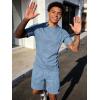 image:imageUOUA Mens Shorts Set 2 Piece Summer Outfits Casual Vacation TracksuitsDenim Blue