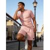 image:imageUOUA Mens Shorts Set 2 Piece Summer Outfits Casual Vacation TracksuitsPink