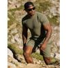 image:imageUOUA Mens Summer Outfits 2 Piece Short Set Casual Track Suits Matching Crew Neck Shirt and Vacation ShortsArmygreen