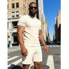 image:imageUOUA Mens Summer Outfits 2 Piece Short Set Casual Track Suits Matching Crew Neck Shirt and Vacation ShortsBeige