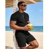 image:imageUOUA Mens Summer Outfits 2 Piece Short Set Casual Track Suits Matching Crew Neck Shirt and Vacation ShortsBlack