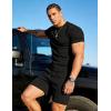 image:imageUOUA Mens Summer Outfits 2 Piece Short Set Casual Track Suits Matching Crew Neck Shirt and Vacation ShortsBlack