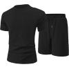 image:imageUOUA Mens Summer Outfits 2 Piece Short Set Casual Track Suits Matching Crew Neck Shirt and Vacation ShortsBlack