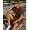 image:imageUOUA Mens Summer Outfits 2 Piece Short Set Casual Track Suits Matching Crew Neck Shirt and Vacation ShortsBrown