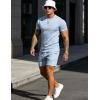 image:imageUOUA Mens Summer Outfits 2 Piece Short Set Casual Track Suits Matching Crew Neck Shirt and Vacation ShortsLightblue