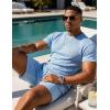 image:imageUOUA Mens Summer Outfits 2 Piece Short Set Casual Track Suits Matching Crew Neck Shirt and Vacation ShortsLightblue