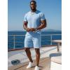 image:imageUOUA Mens Summer Outfits 2 Piece Short Set Casual Track Suits Matching Crew Neck Shirt and Vacation ShortsLightblue