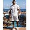 image:imageUOUA Mens Summer Outfits 2 Piece Short Set Casual Track Suits Matching Crew Neck Shirt and Vacation ShortsWhite