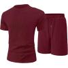 image:imageUOUA Mens Summer Outfits 2 Piece Short Set Casual Track Suits Matching Crew Neck Shirt and Vacation ShortsWine