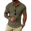 image:imageUOUA Mens Casual Polo Shirt Summer Short SleeveTShirt Vacation Textured Golf Top Beach ClothesArmygreen