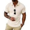 image:imageUOUA Mens Casual Polo Shirt Summer Short SleeveTShirt Vacation Textured Golf Top Beach ClothesBeige