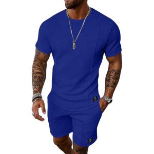 image:imageUOUA Mens Shorts Set 2 Piece Summer Outfits Casual Vacation TracksuitsBlue