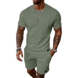 image:imageUOUA Mens Shorts Set 2 Piece Summer Outfits Casual Vacation TracksuitsLight Green