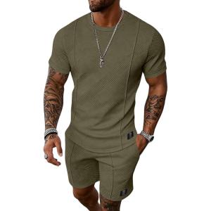 image:imageUOUA Mens Shorts Set 2 Piece Summer Outfits Casual Vacation TracksuitsOlive