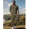 image:imageUOUA Mens 2 Piece Set Casual Outfits Polo Long Sleeve Shirt amp Pants Tracksuit Loungewear Athletic Jogger SweatsuitArmy Green