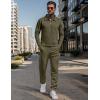 image:imageUOUA Mens 2 Piece Set Casual Outfits Polo Long Sleeve Shirt amp Pants Tracksuit Loungewear Athletic Jogger SweatsuitArmy Green