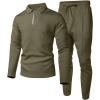 image:imageUOUA Mens 2 Piece Set Casual Outfits Polo Long Sleeve Shirt amp Pants Tracksuit Loungewear Athletic Jogger SweatsuitArmy Green