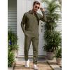 image:imageUOUA Mens 2 Piece Set Casual Outfits Polo Long Sleeve Shirt amp Pants Tracksuit Loungewear Athletic Jogger SweatsuitArmy Green