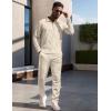 image:imageUOUA Mens 2 Piece Set Casual Outfits Polo Long Sleeve Shirt amp Pants Tracksuit Loungewear Athletic Jogger SweatsuitBeige