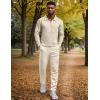 image:imageUOUA Mens 2 Piece Set Casual Outfits Polo Long Sleeve Shirt amp Pants Tracksuit Loungewear Athletic Jogger SweatsuitBeige