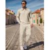 image:imageUOUA Mens 2 Piece Set Casual Outfits Polo Long Sleeve Shirt amp Pants Tracksuit Loungewear Athletic Jogger SweatsuitBeige