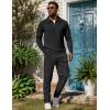 image:imageUOUA Mens 2 Piece Set Casual Outfits Polo Long Sleeve Shirt amp Pants Tracksuit Loungewear Athletic Jogger SweatsuitBlack