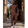 image:imageUOUA Mens 2 Piece Set Casual Outfits Polo Long Sleeve Shirt amp Pants Tracksuit Loungewear Athletic Jogger SweatsuitBrown