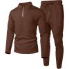 image:imageUOUA Mens 2 Piece Set Casual Outfits Polo Long Sleeve Shirt amp Pants Tracksuit Loungewear Athletic Jogger SweatsuitBrown
