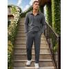 image:imageUOUA Mens 2 Piece Set Casual Outfits Polo Long Sleeve Shirt amp Pants Tracksuit Loungewear Athletic Jogger SweatsuitDark Grey