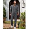 image:imageUOUA Mens 2 Piece Set Casual Outfits Polo Long Sleeve Shirt amp Pants Tracksuit Loungewear Athletic Jogger SweatsuitDark Grey